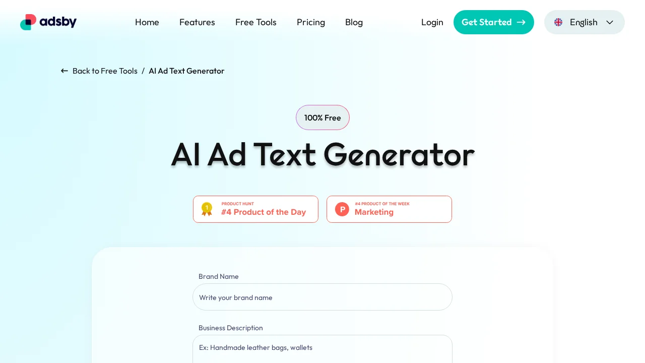 Adsby's Free AI Ad Text Generator screenshot 1