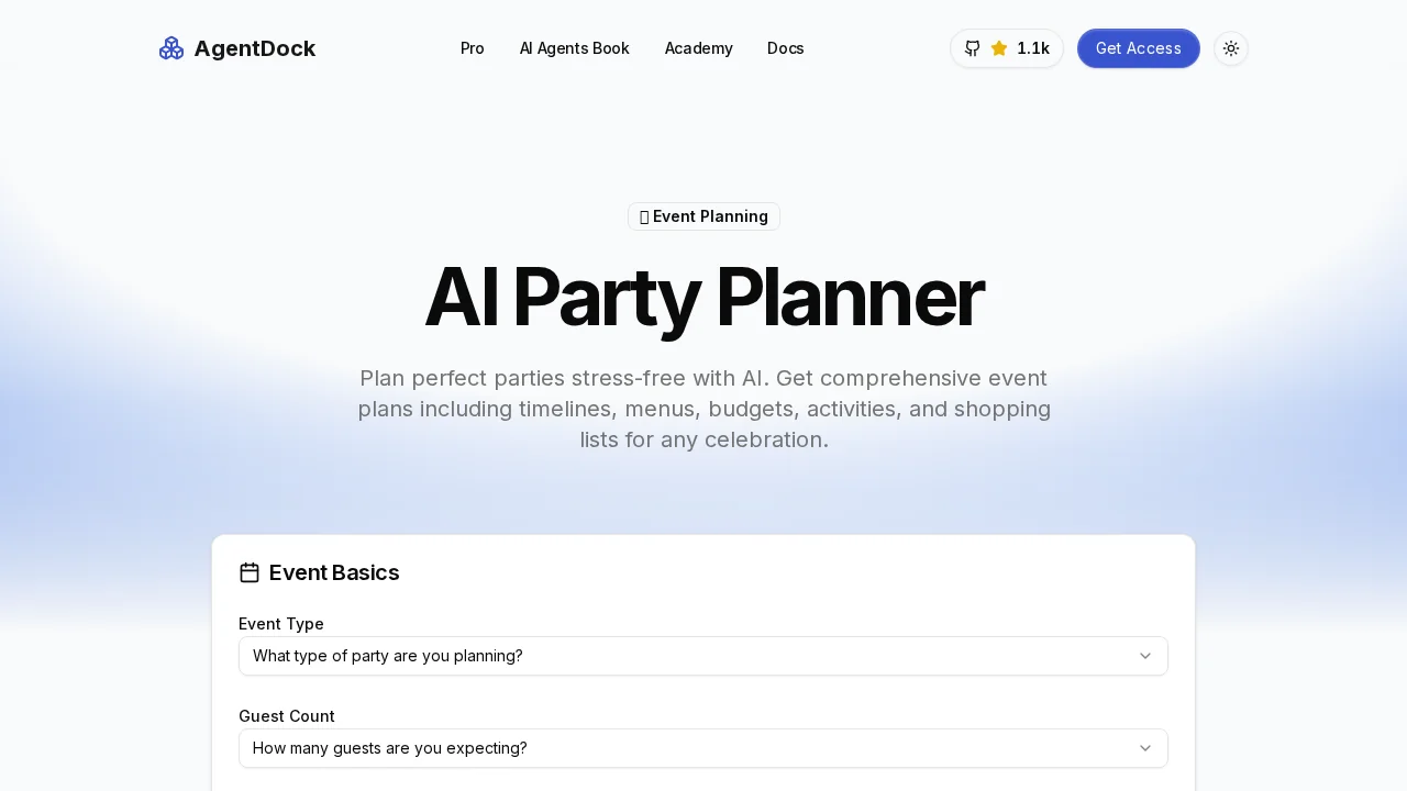 AgentDock - AI Party Planner screenshot 1
