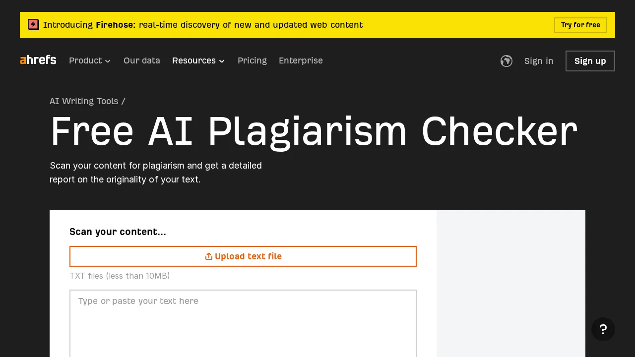 Ahrefs Plagiarism Checker screenshot 1