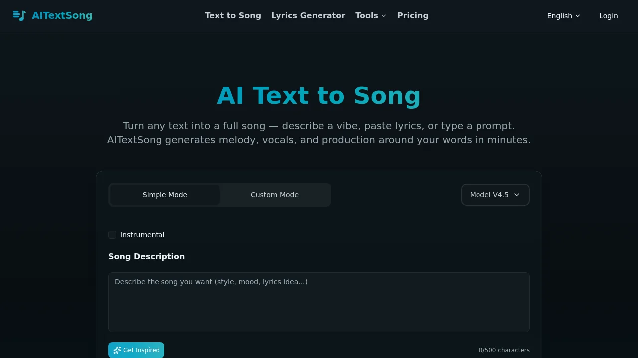 AITextSong.com screenshot 1
