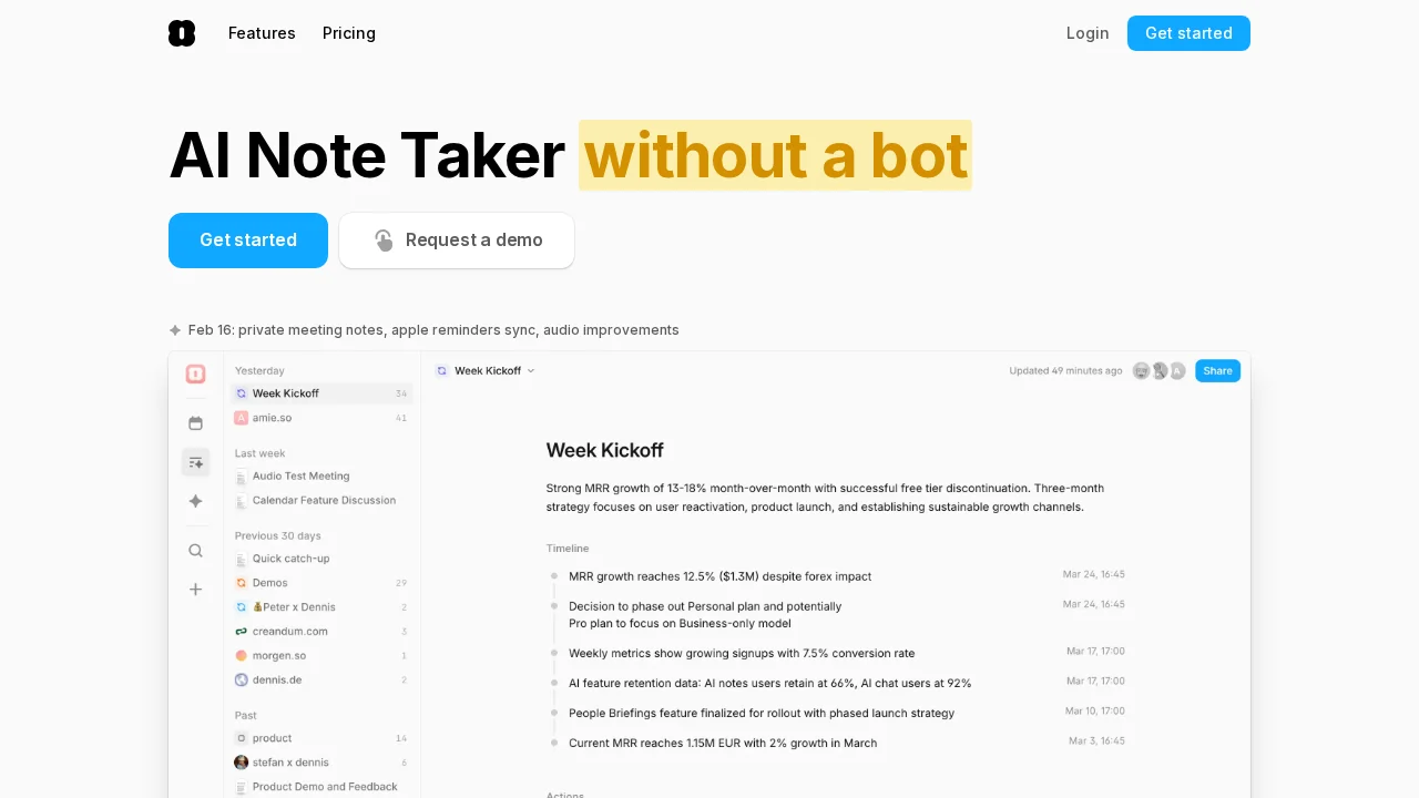 Amie - AI Note Taker screenshot 1