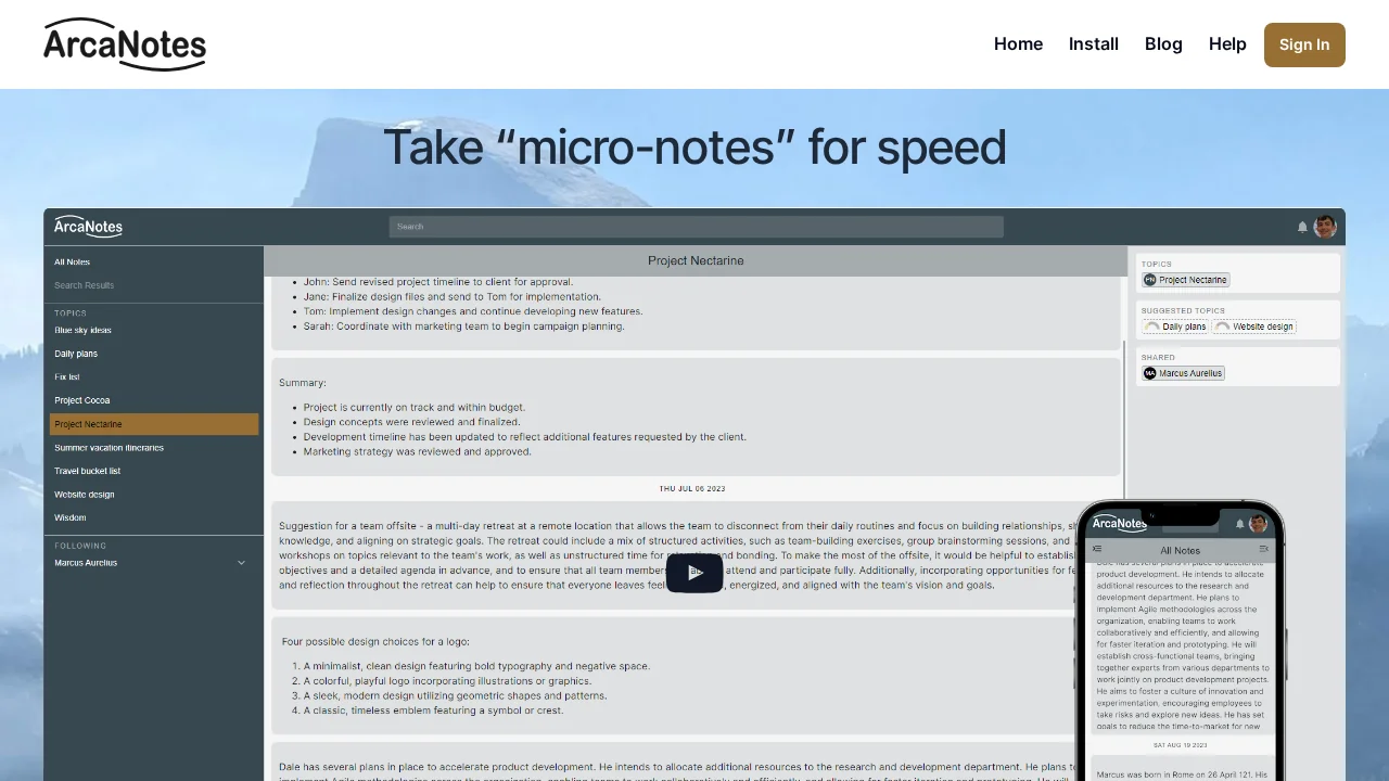 ArcaNotes screenshot 1