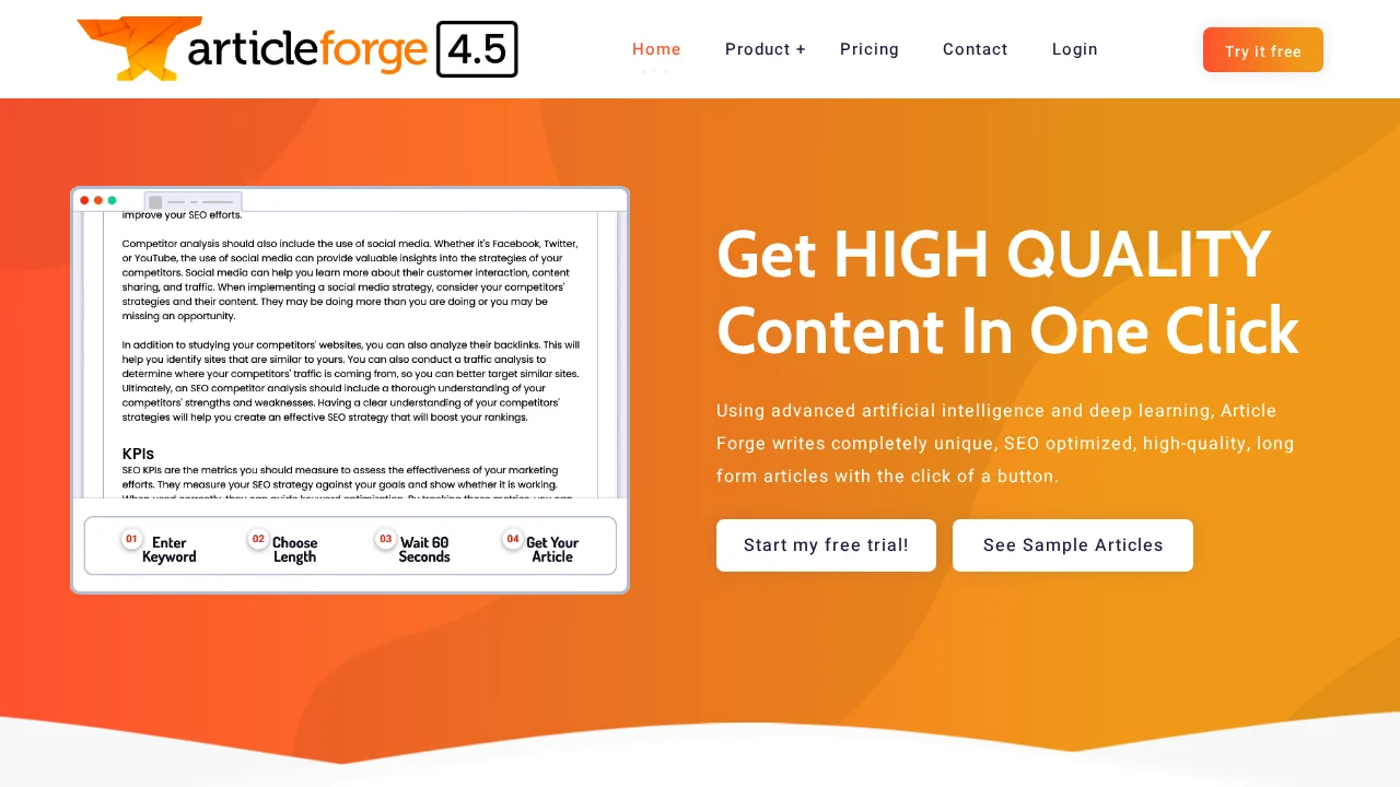 Article Forge screenshot 1