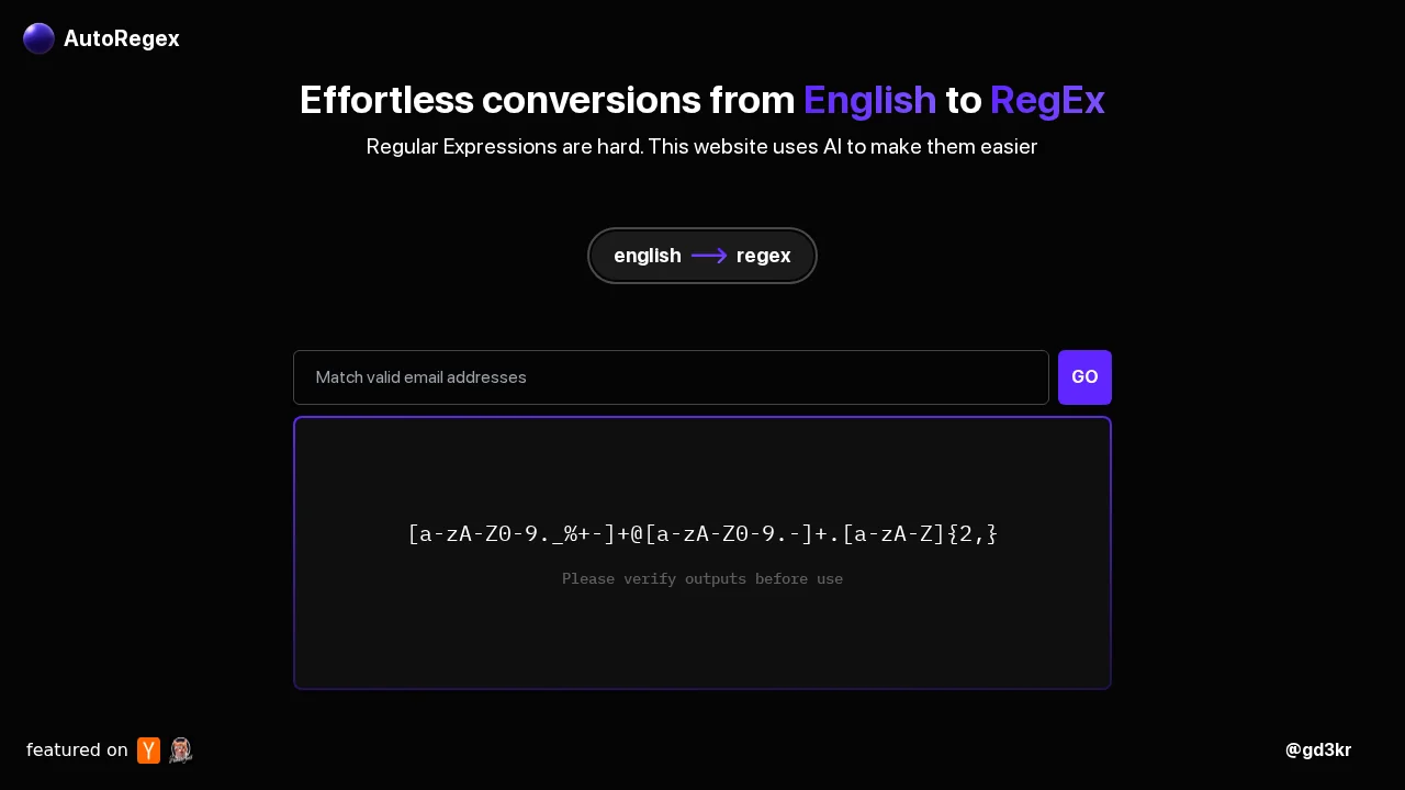 AutoRegex screenshot 1