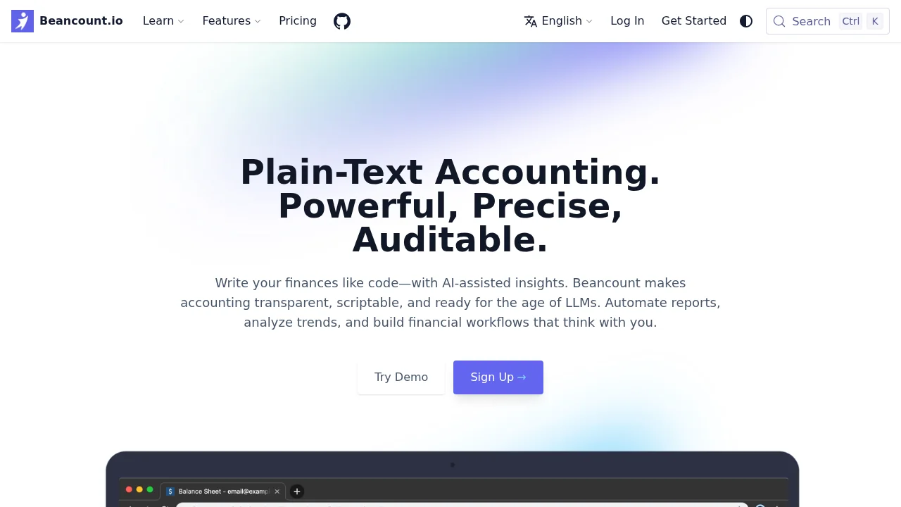 Beancount.io screenshot 1