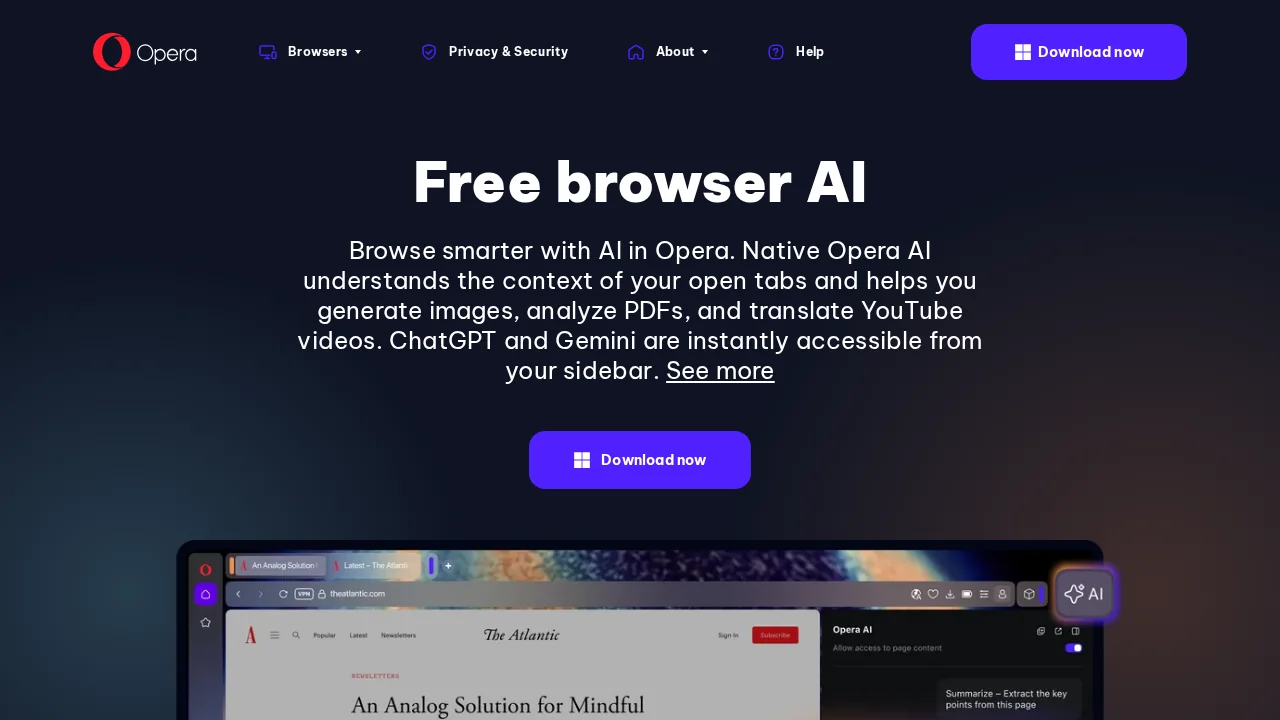 Browser AI | Opera screenshot 1
