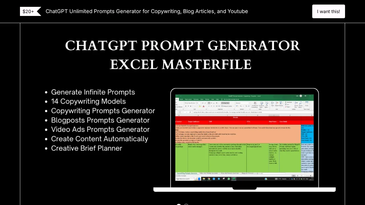 ChatGPT Copywriting Prompts Generator screenshot 1