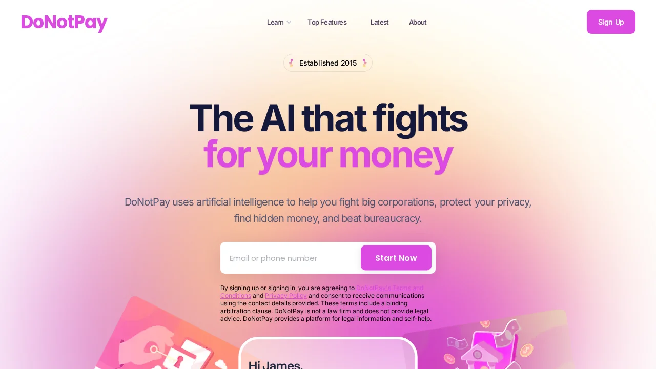 DoNotPay screenshot 1