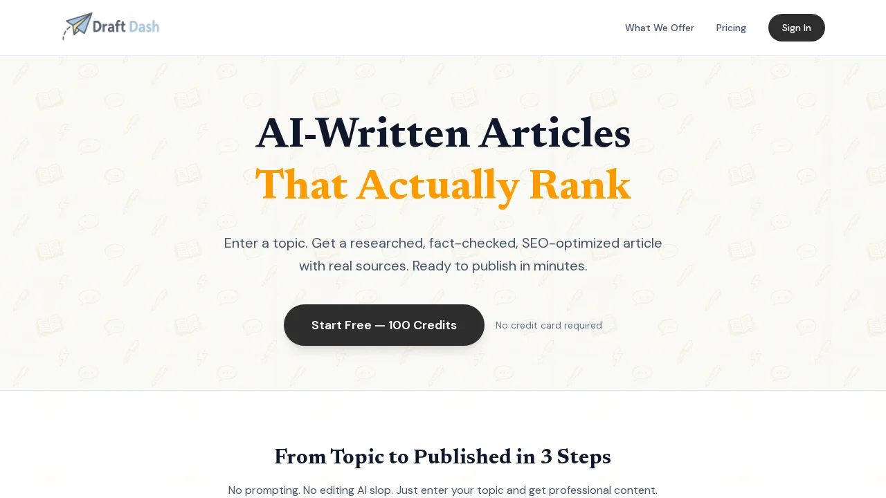 Draft Dash - AI Article Writer with Real Sources screenshot 1