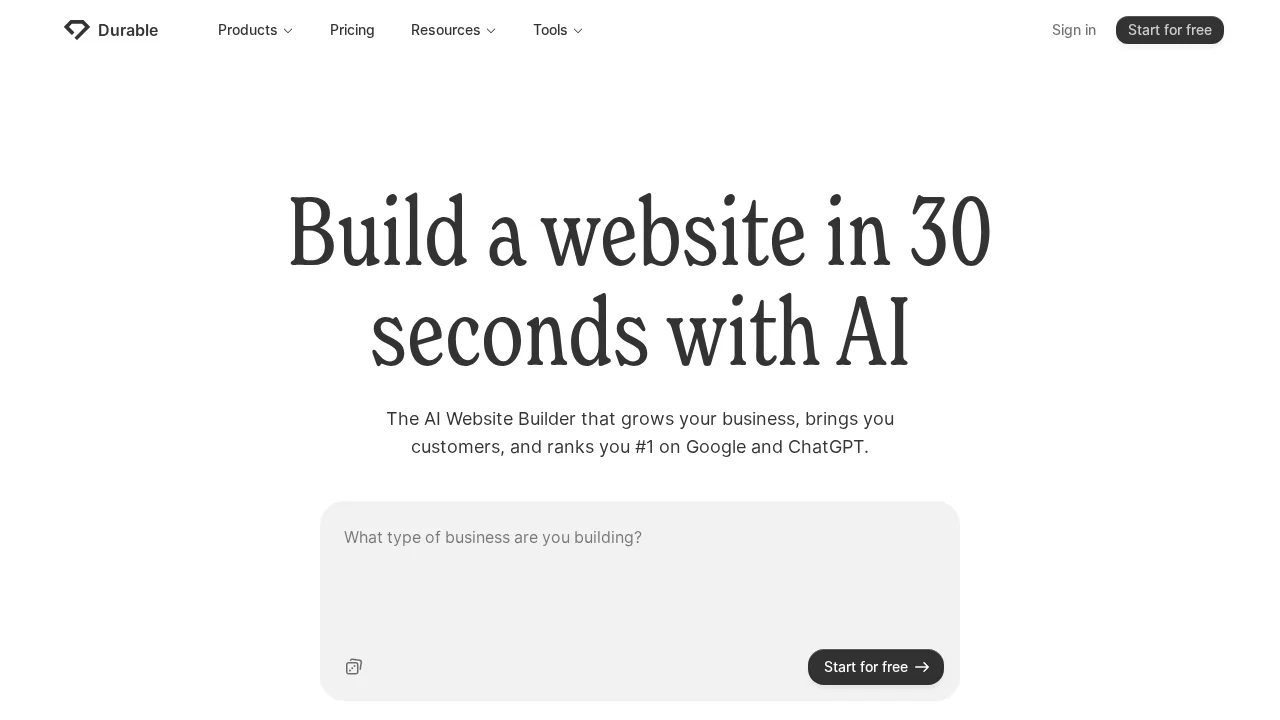 Durable AI Website Builder screenshot 1