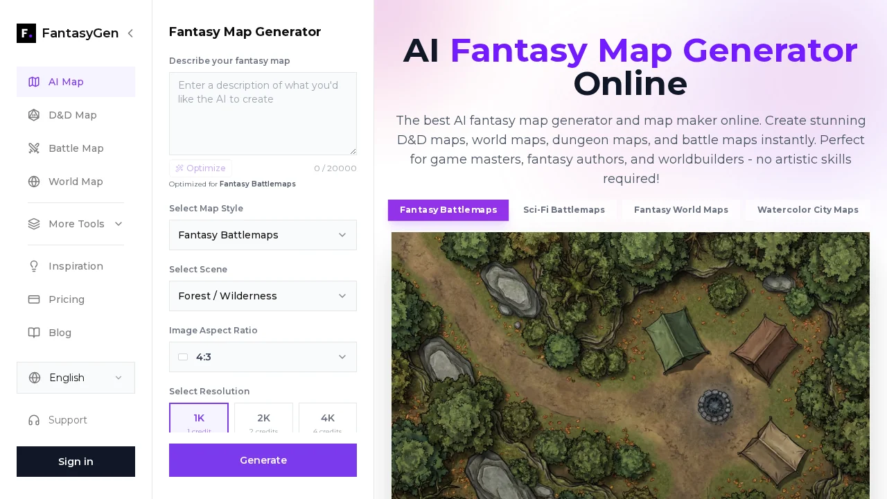 FantasyGen -  AI Fantasy Map Generator screenshot 1