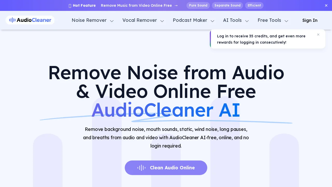 Free AI Audio Cleaner Online screenshot 1