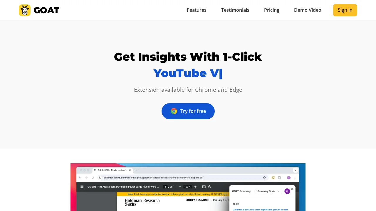 GOAT AI Summarizer screenshot 1