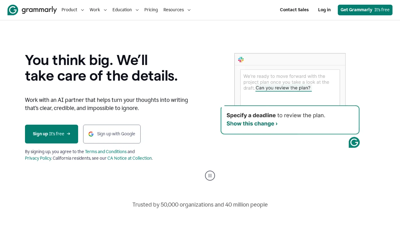 Grammarly screenshot 1