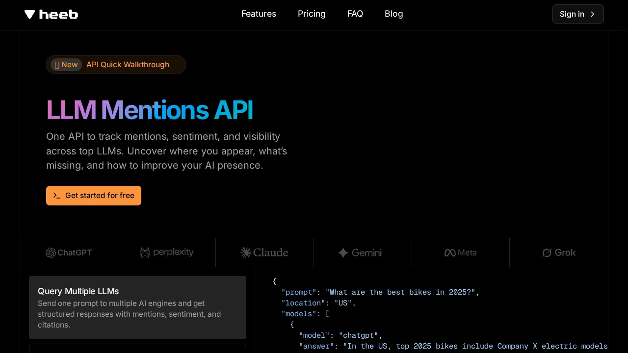 heeb | LLM Mentions API screenshot 1