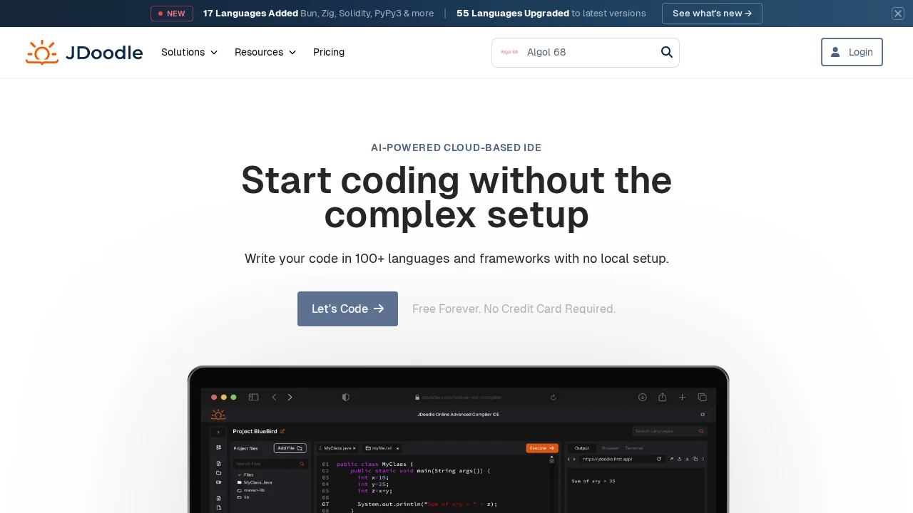 JDoodle screenshot 1
