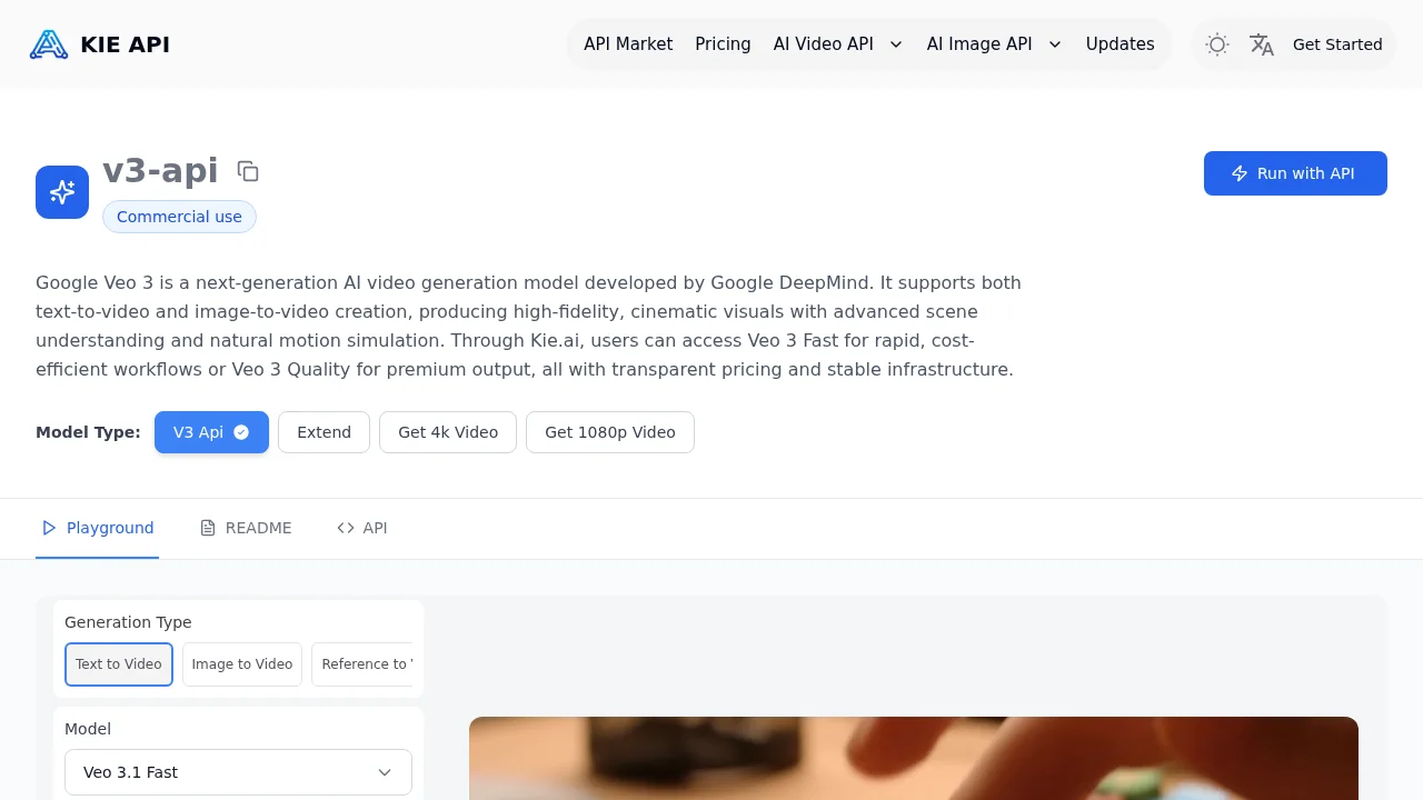 Kie.ai Veo 3 API screenshot 1
