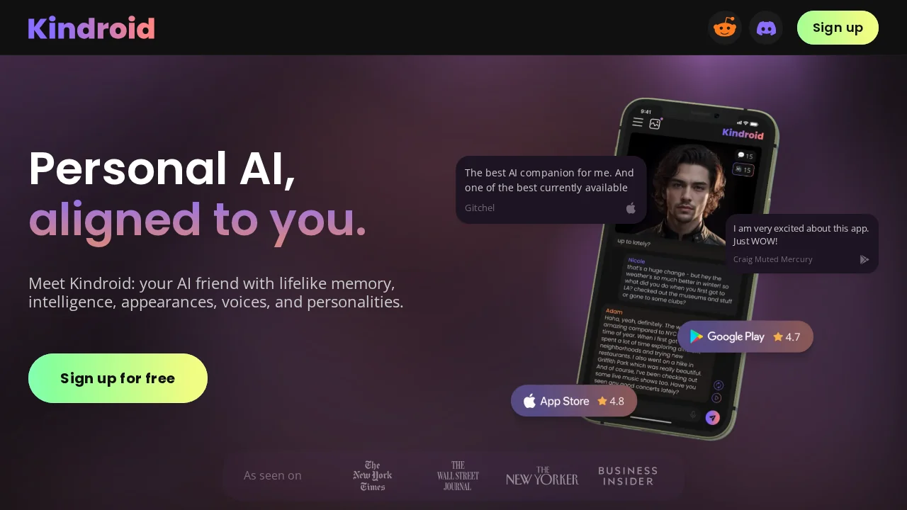 Kindroid screenshot 1
