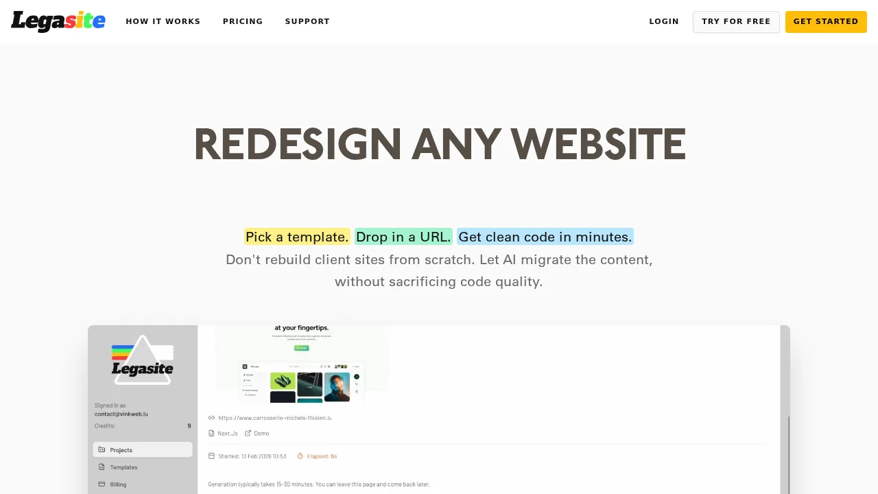 Legasite - Website Redesigner screenshot 1