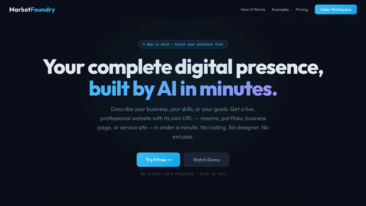 MarketFoundry AI Workspace screenshot 1