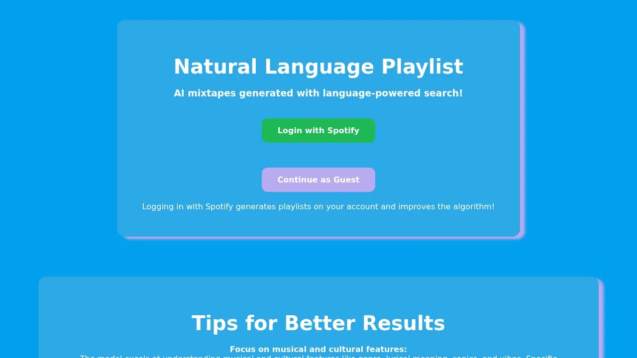 Natural Language Playlist screenshot 1