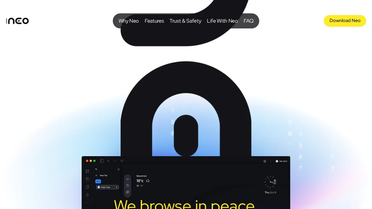 Norton Neo Browser screenshot 1