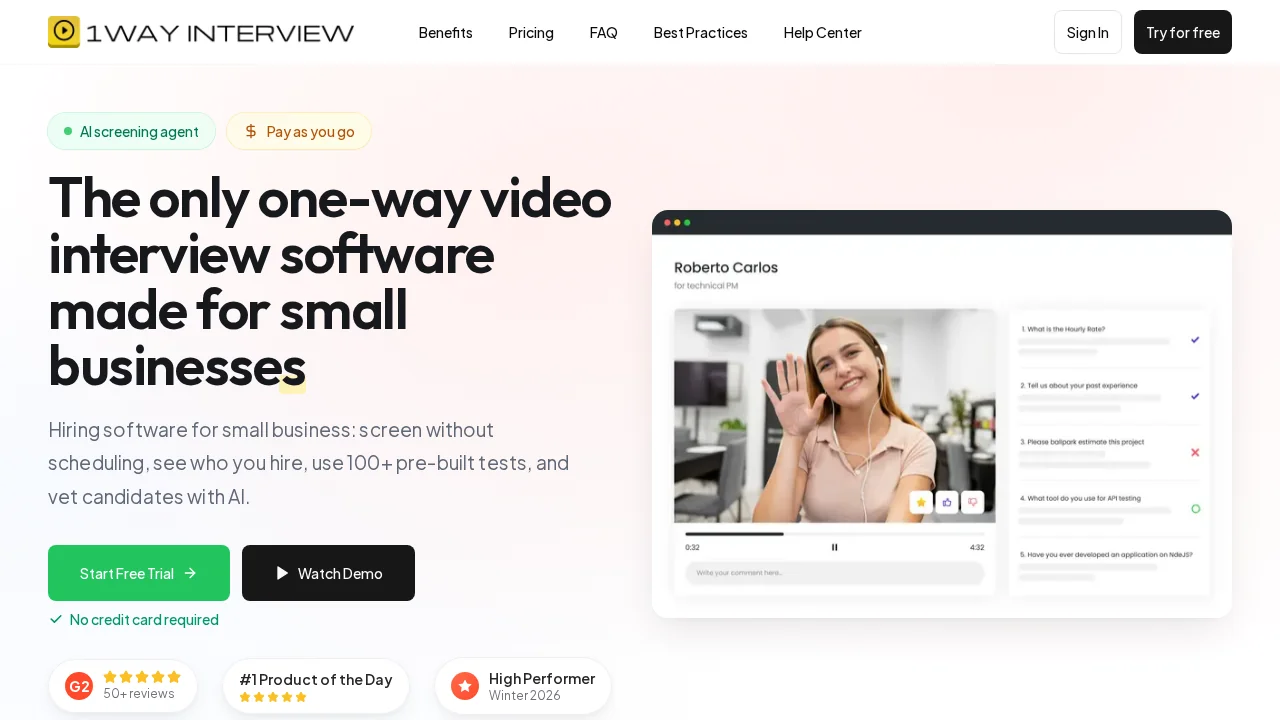 One Way Interview – Video Recruiting Tool screenshot 1