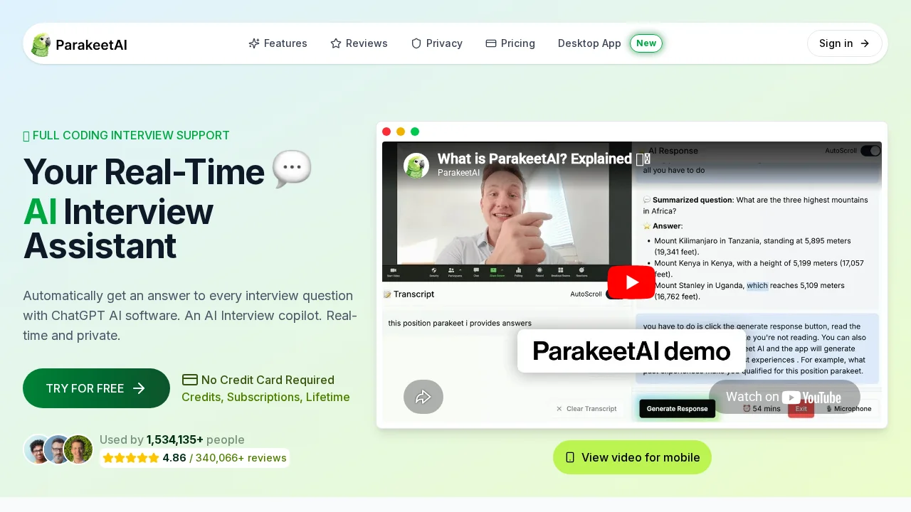 ParakeetAI screenshot 1