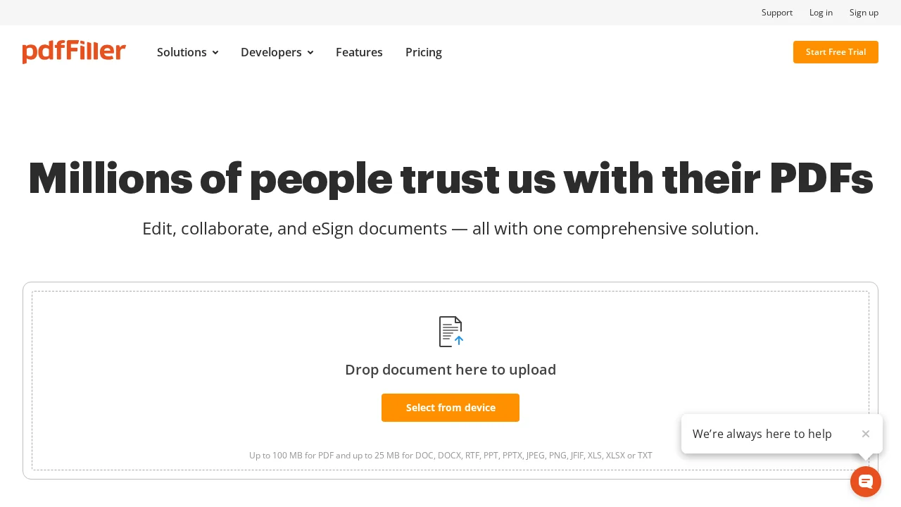 pdfFiller screenshot 1