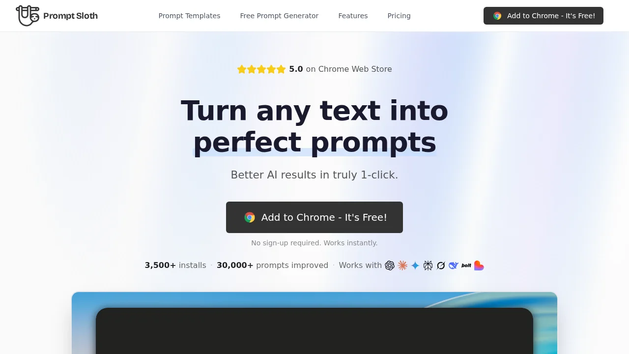 Prompt Sloth Write Better AI Prompts screenshot 1