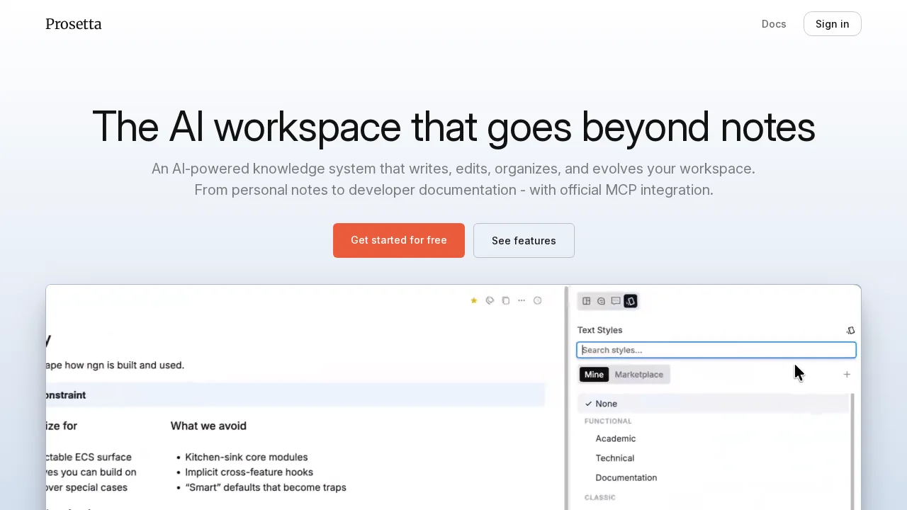 Prosetta screenshot 1