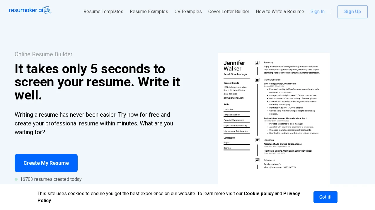 Resumaker screenshot 1