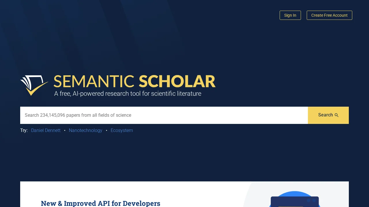 Semantic Scholar screenshot 1