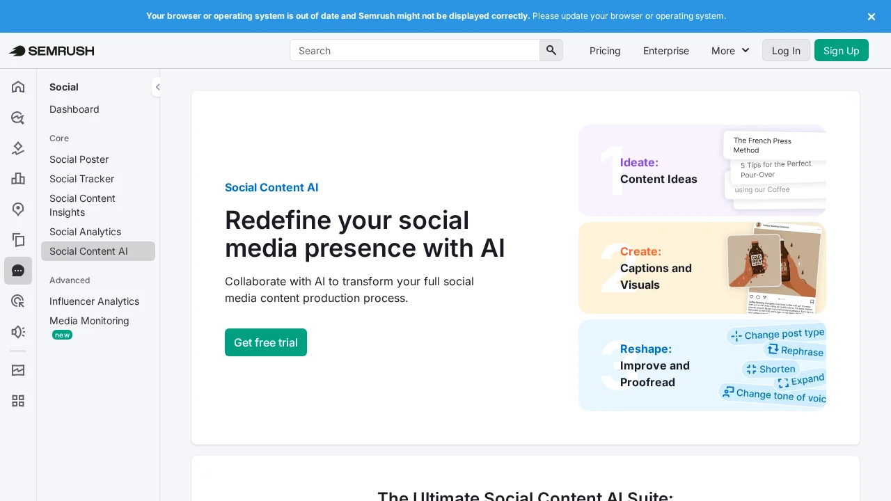 Semrush | Social Content AI screenshot 1