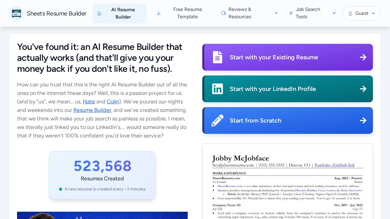 SheetsResume screenshot 1