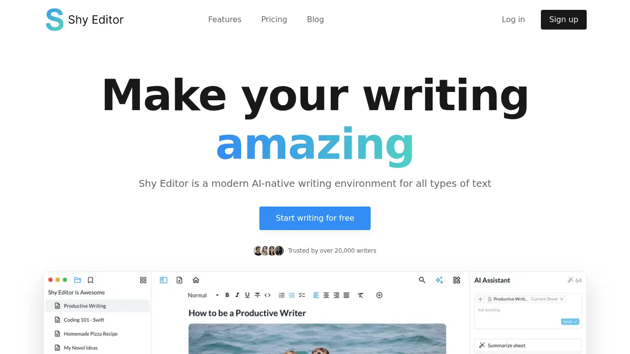 Shy Editor screenshot 1