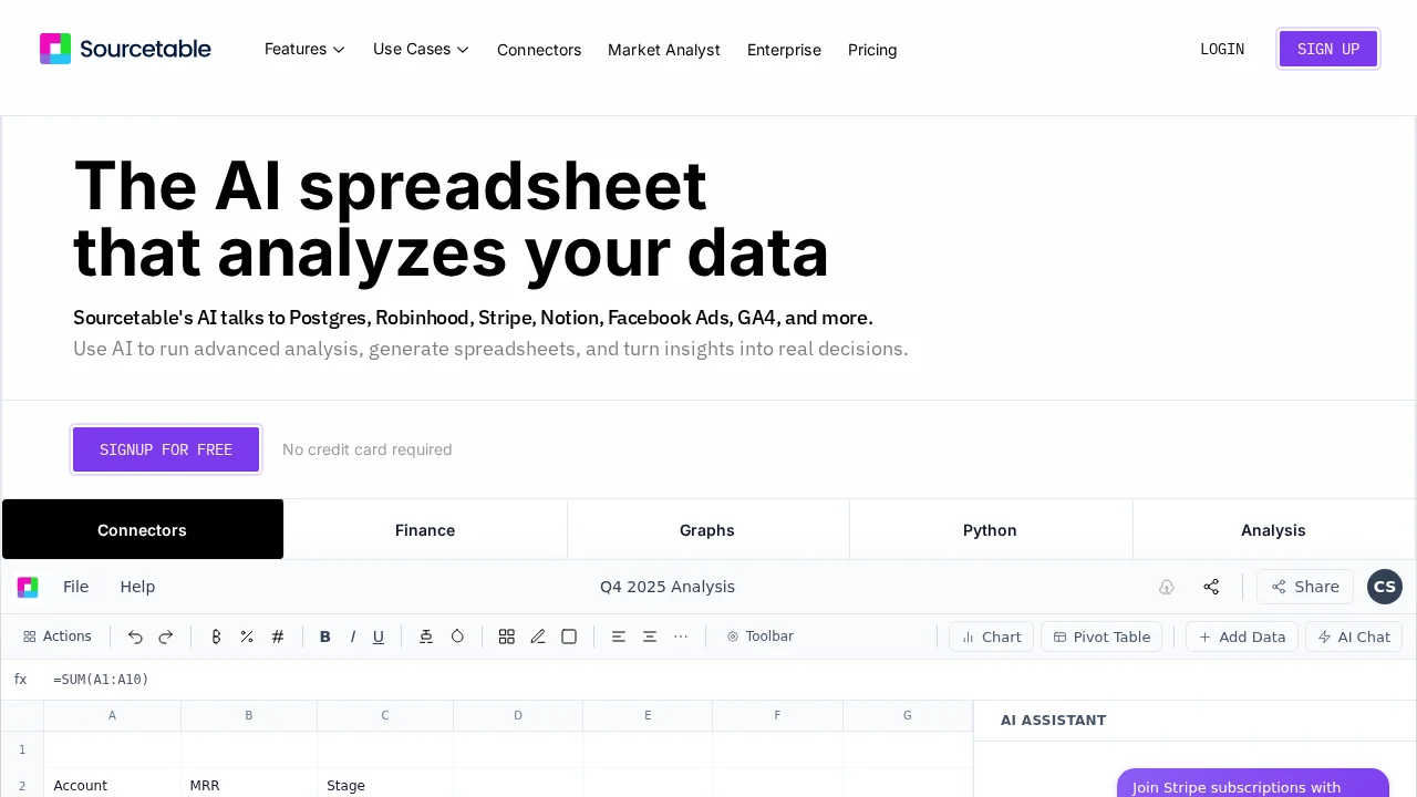 Sourcetable — AI spreadsheet & data analyst screenshot 1