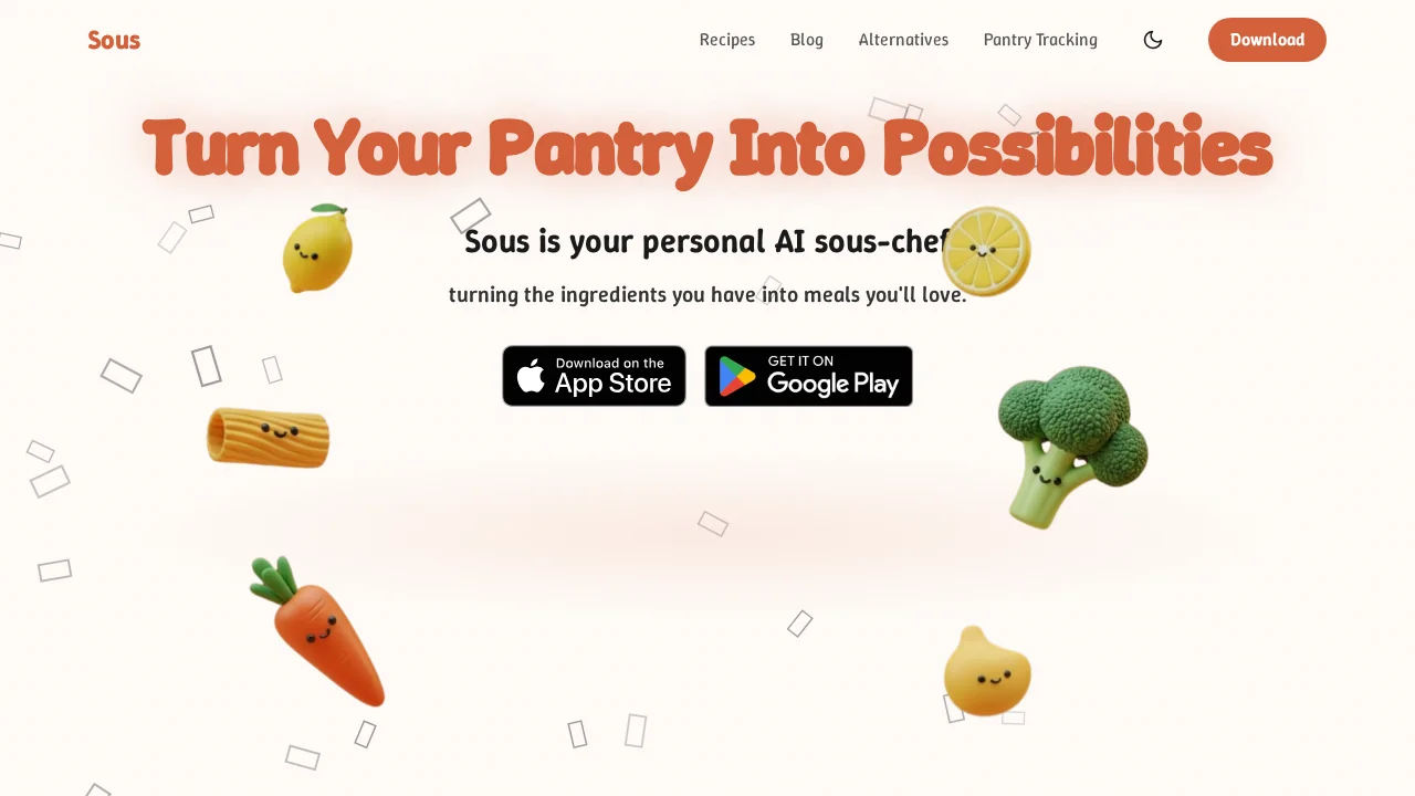 Sous | AI Recipe Generator & Kitchen Assistant screenshot 1