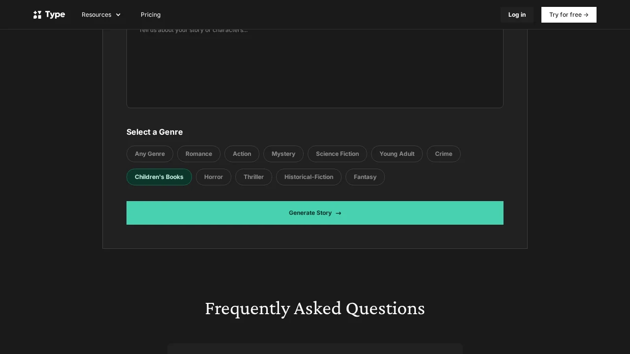 Story Generator by Type AI screenshot 1