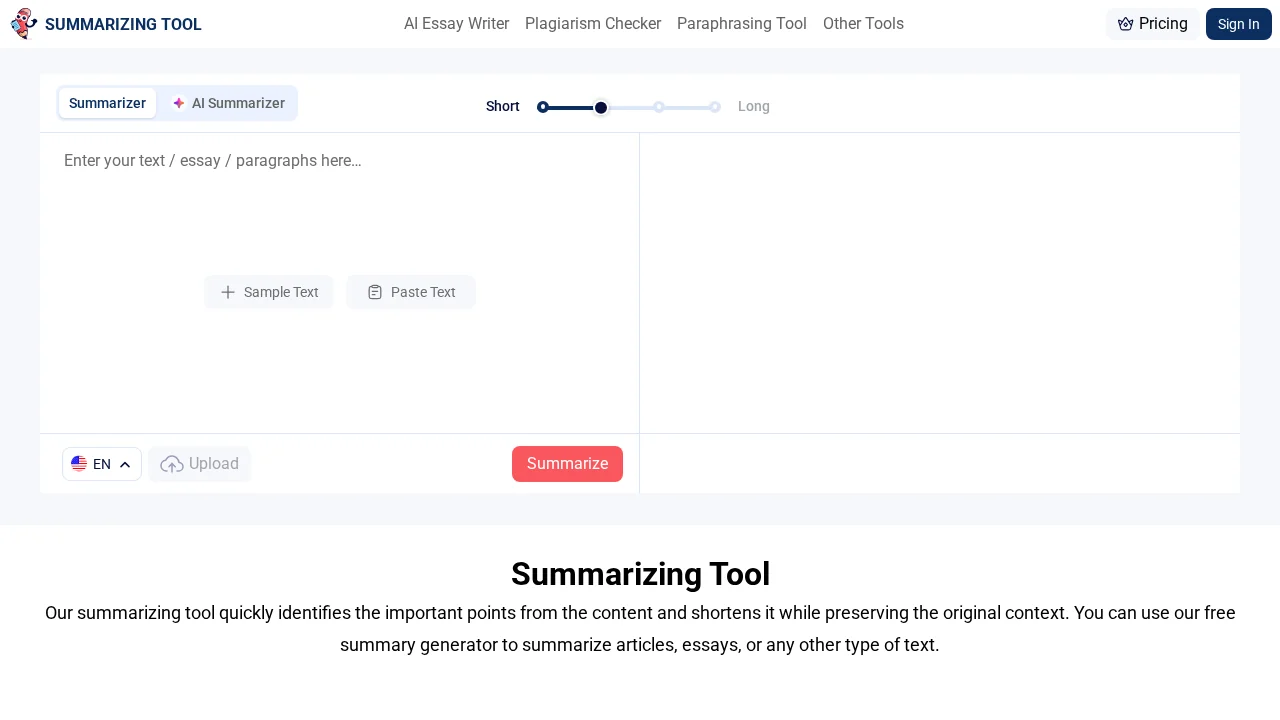 Summarizing Tool screenshot 1