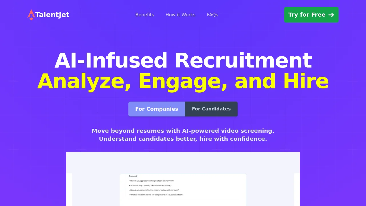 Talentjet screenshot 1