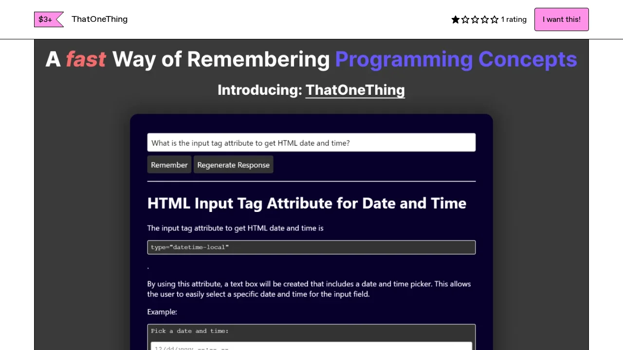 ThatOneThing screenshot 1