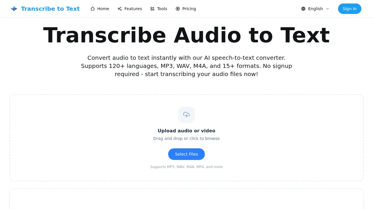 Transcribe to Text screenshot 1