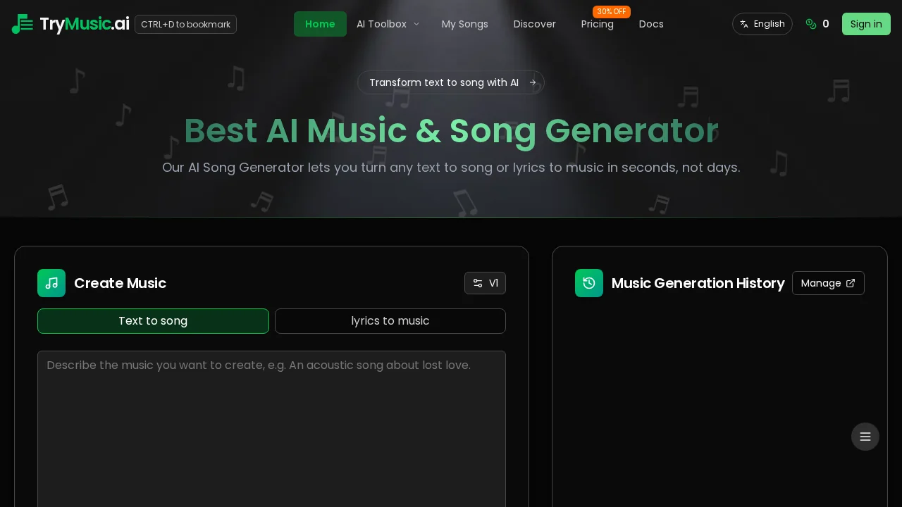 Trymusic AI Song Generator screenshot 1