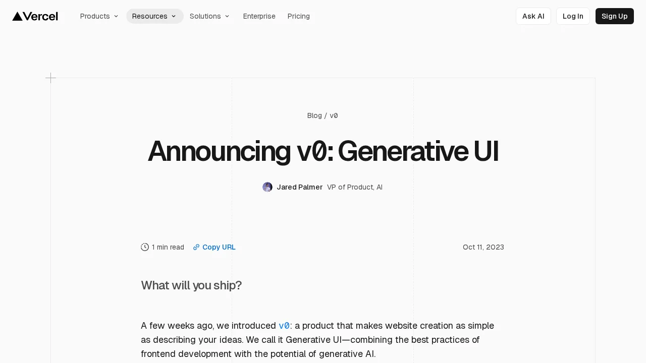 V0 Generative UI screenshot 1