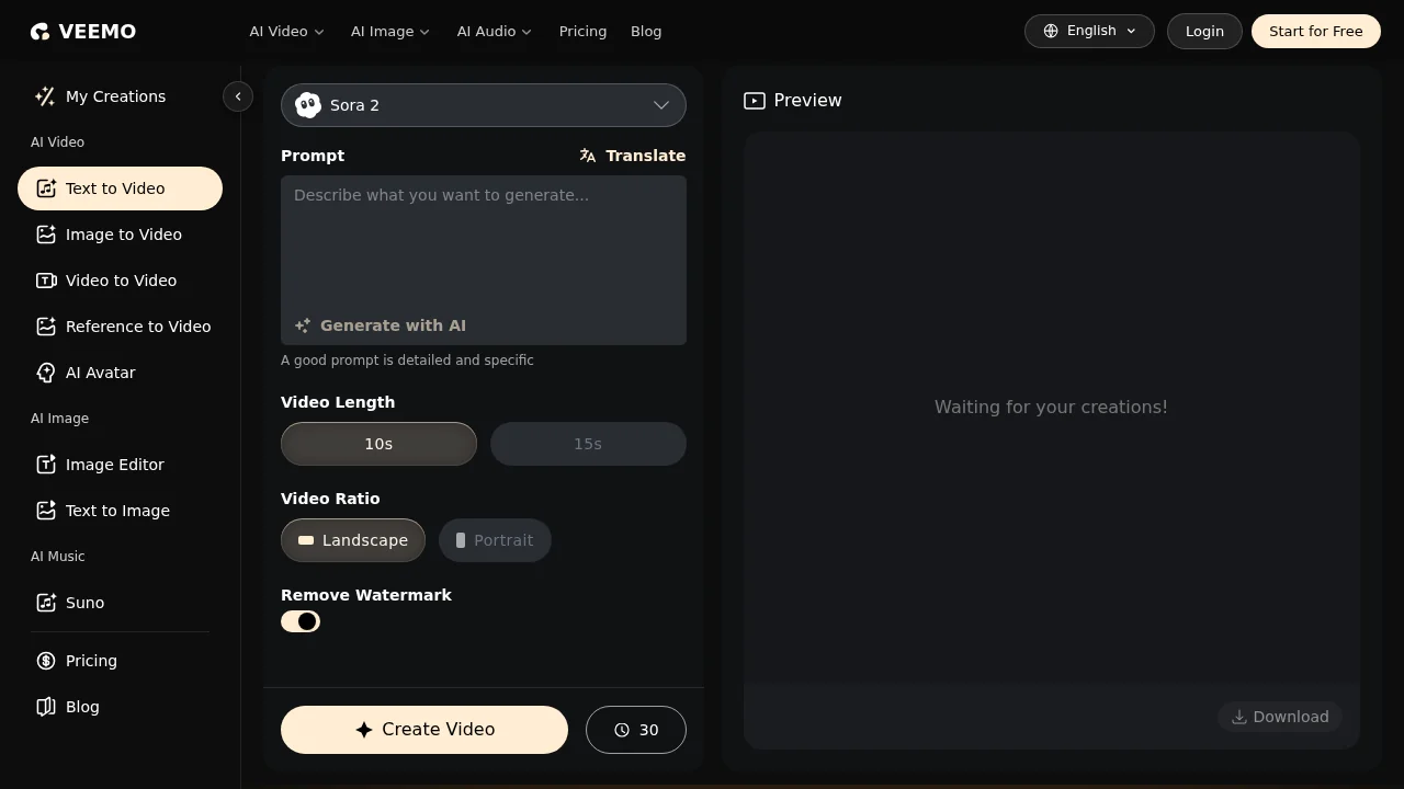 Veemo AI | Text to Video screenshot 1