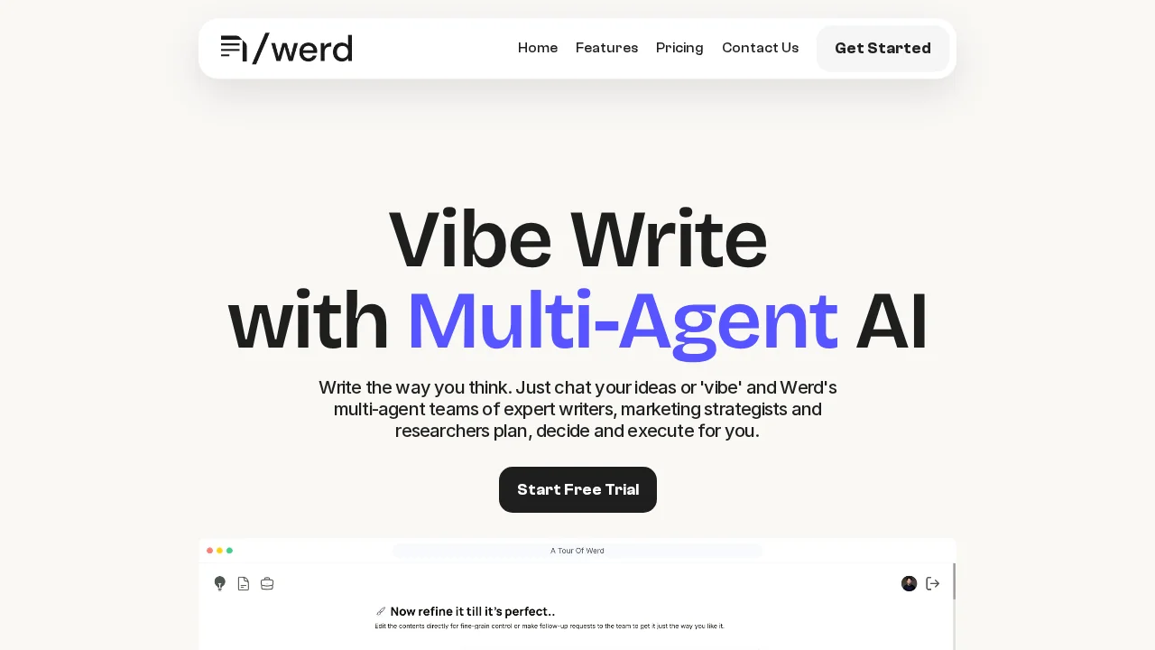 Werd - Vibe Write with Multi-agent AI screenshot 1
