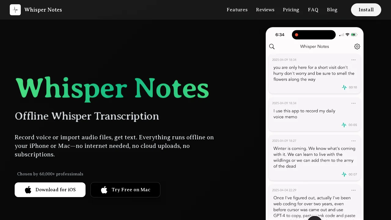 Whisper Notes screenshot 1